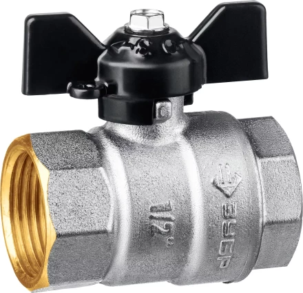 ЗУБР d 1/2, ручка бабочка, мама-мама, полнопроходной шаровой кран (51323-1/2) купить в Нягани