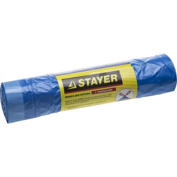 Мешки для мусора STAYER "Comfort" завязками, голубые, 30л, 20шт 39155-30 купить в Нягани