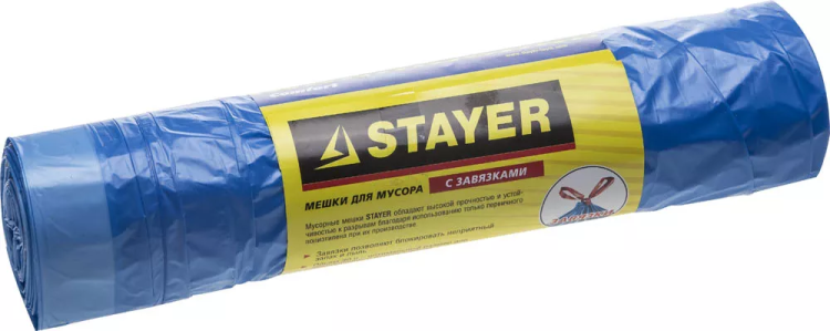 Мешки для мусора STAYER "Comfort" завязками, голубые, 30л, 20шт 39155-30 купить в Нягани
