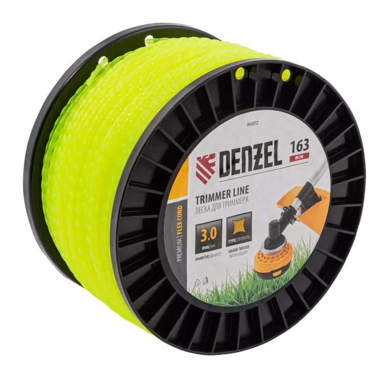 Леска для триммера витой квадрат, 3,0мм х 163м, на DIN катушке FLEX CORD// Denzel 96802 купить в Нягани