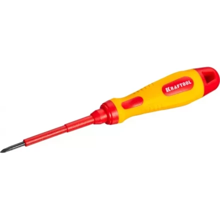 Отвертка KRAFTOOL, высоковольтная, Cr-Mo-V стержень, двухкомпонент. маслобензостойкая рукоятка, PH №0, 60мм 250084-0-060 купить в Нягани