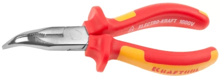 Тонкогубцы &quot;ELECTRO-KRAFT&quot; изогнутые, Cr-Mo сталь, двухкомпонентная маслобензостойкая рукоятка, хромированное покрытие, 160мм, KRAFTOOL 2202-4-16 2202-4-16_z01 купить в Нягани
