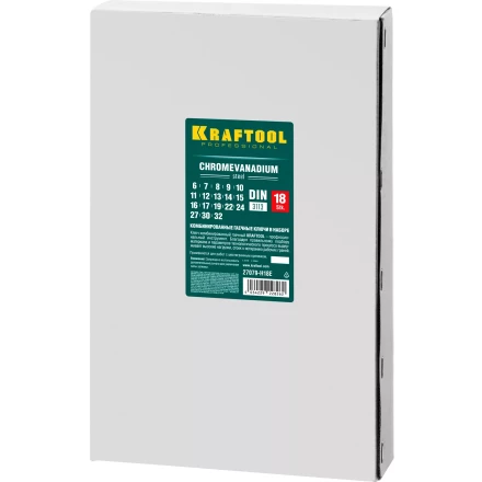 Наборы ключей комбинированных KRAFTOOL, Cr-V, DIN 3110, в EVA-ложементе 27079-H18E купить в Нягани