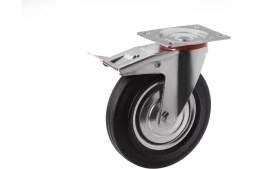 Аппаратное поворотное колесо с тормозом HITCH 75*22 резина черная SCb93 (SZ084865)