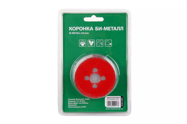 Коронка биметаллическая HAMMER Ф65х38мм 5/8" BiMETALL (224-012) купить в Нягани