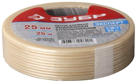 Лента ЗУБР &quot;ЭКСПЕРТ&quot; клеящая однонаправленная, усиленная стекловолокном, 25мм х 25м 12071-25-25 купить в Нягани