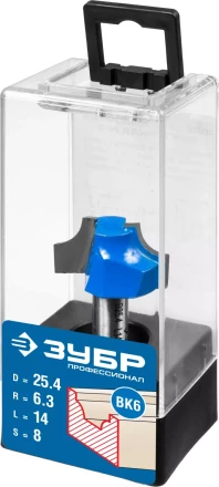 ЗУБР 25.4 x 14 мм, радиус 6.3 мм, фреза пазовая фасонная №1, Профессионал (28740-25.4) купить в Нягани