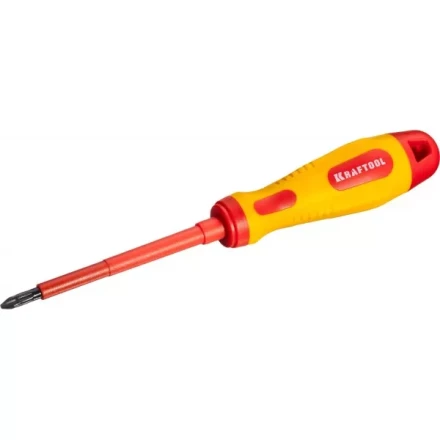 Отвертка KRAFTOOL, высоковольтная, Cr-Mo-V стержень, двухкомпонент. маслобензостойкая рукоятка, PH №2, 100мм 250084-2-100 купить в Нягани