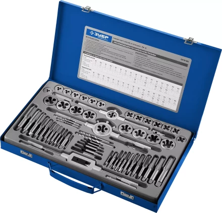 Набор метчиков и плашек ЗУБР &quot;ПРОФЕССИОНАЛ&quot;, сталь Р6М5, 65 предметов 28110-H65 купить в Нягани