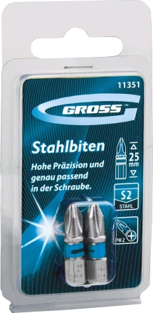 Набор бит РН2х25, сталь S2, 2шт GROSS 11351 купить в Нягани