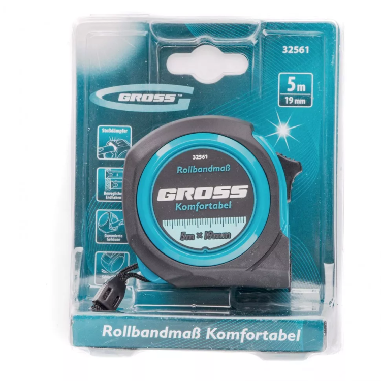 Рулетка Komfortabel 5 м х 19 мм обрезиненный корпус Gross 32561 купить в Нягани
