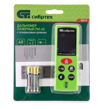 Лазерный дальномер Сибртех PM-40 с пузырьковым уровнем 38010 купить в Нягани