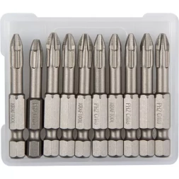 Биты "ЕХPERT" торсионные кованые, обточенные, KRAFTOOL 26121-2-50-10, Cr-Mo сталь, тип хвостовика E 1/4", PH2, 50мм, 10шт 26121-2-50-10