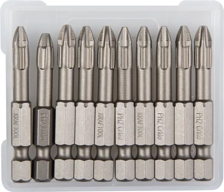 Биты &quot;ЕХPERT&quot; торсионные кованые, обточенные, KRAFTOOL 26121-2-50-10, Cr-Mo сталь, тип хвостовика E 1/4&quot;, PH2, 50мм, 10шт 26121-2-50-10 купить в Нягани