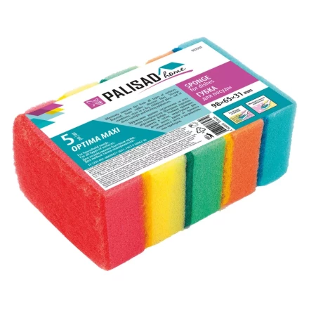 Губки для посуды Optima MAXI, 98 x 65 x 31 мм, 5 шт., Home Palisad 923535 купить в Нягани