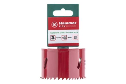 Коронка биметаллическая HAMMER Ф68х38мм 5/8&quot; BiMETALL (224-013) купить в Нягани