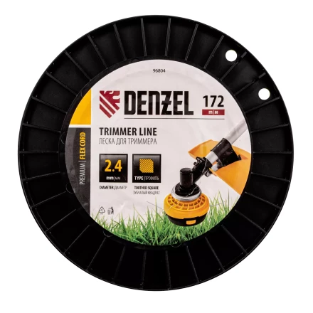 Леска для триммера зубчатый квадрат, 2,4мм х 172м, на DIN катушке FLEX CORD// Denzel 96804 купить в Нягани