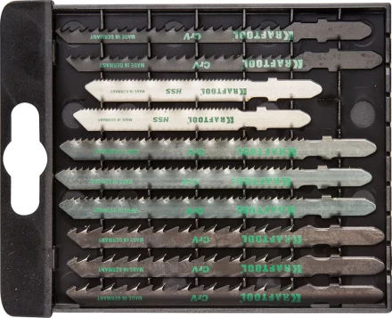 Набор KRAFTOOL Полотна для эл/лобзика, по дереву, ДСП, фанере, мягкому листовому металлу, EU-хвост., 10шт 159590-H10 купить в Нягани