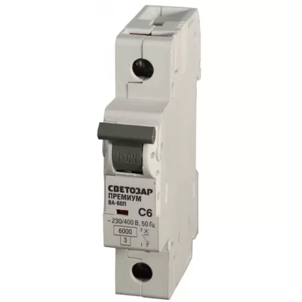 Выключатель автоматический СВЕТОЗАР &quot;ПРЕМИУМ&quot; 1-полюсный, 20 A, &quot;C&quot;, откл. сп. 6 кА, 230 / 400 В SV-49021-20-C купить в Нягани