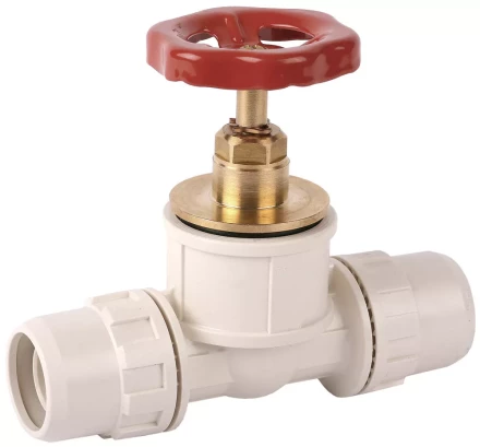 Кран ЗУБР &quot;ШиреФит&quot; запорный в сборе &quot;штуцер с гайкой - кран запорный с маховиком- штуцер с гайкой&quot;, 16мм 51571-16 купить в Нягани