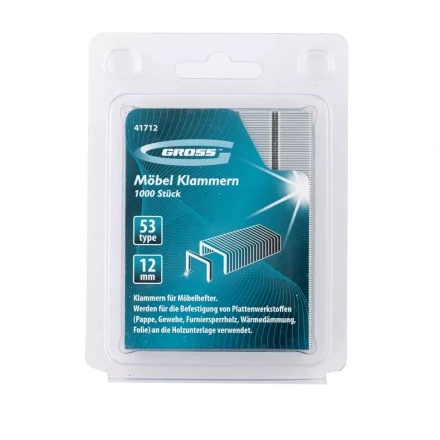 Скобы 12 мм для мебельного степлера усиленные тип 53 1000 шт GROSS 41712 купить в Нягани