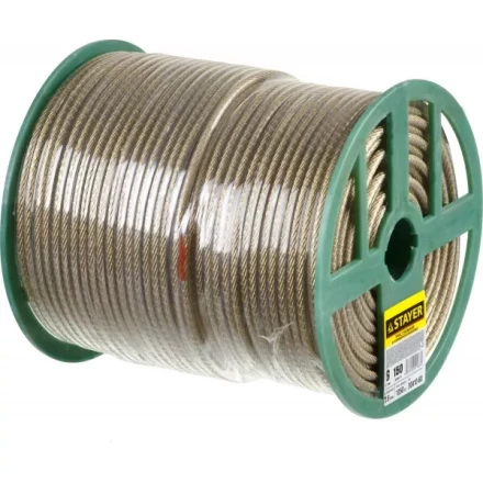 Трос стальной в полимерной оболочке, d=6,0 мм, L=150 м, STAYER Master 30410-60 30410-60 купить в Нягани