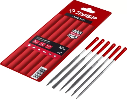 ЗУБР 6 шт, 140 мм, в чехле, с ручками, набор надфилей (16014-H6) купить в Нягани