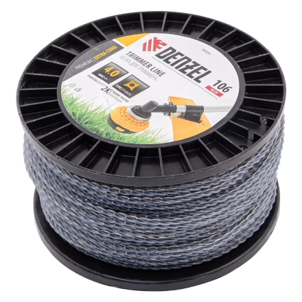 Леска для триммера двухкомпонентная витой квадрат, 4,0мм х 106м, на DIN катушке EXTRA CORD// Denzel 96826 купить в Нягани