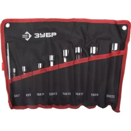 Набор ЗУБР &quot;МАСТЕР&quot;: Ключи торцовые, двухсторонние, усиленные, шестигранный профиль, 6-22мм, с воротком, 9 шт 27190-H9 купить в Нягани