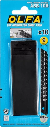 Лезвие OLFA сегментированные BLACK MAX, 9х80х0,38мм, 13 сегментов, 10шт OL-ABB-10B купить в Нягани