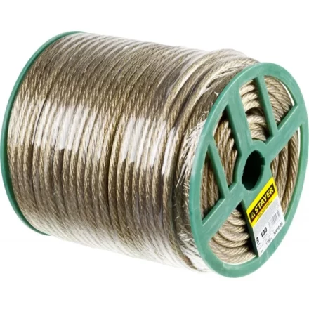 Трос стальной в полимерной оболочке, d=8,0 мм, L=100 м, STAYER Master 30410-80 30410-80 купить в Нягани