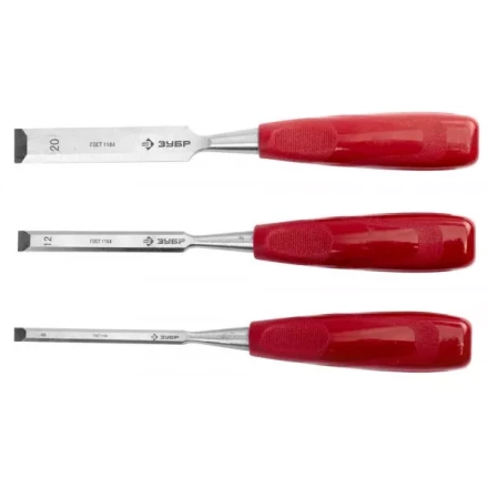 Набор ЗУБР Стамески &quot;МАСТЕР&quot; с пластмассовой ручкой, 8; 12; 20мм, 3шт 18094-H3 купить в Нягани