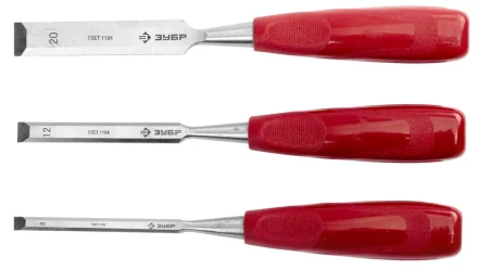 Набор ЗУБР Стамески &quot;МАСТЕР&quot; с пластмассовой ручкой, 8; 12; 20мм, 3шт 18094-H3 купить в Нягани