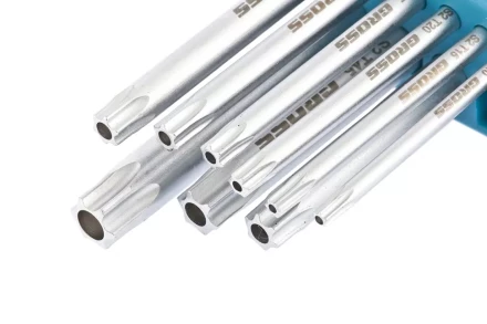 Набор ключей имбусовых TORX-TT T10-T50 удлиненные S2 сатинированные 9 шт Gross 16407 купить в Нягани