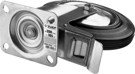 ЗУБР d 200 мм, г/п 185 кг, игольчатый подшипник, резина/металл, поворотное колесо c тормозом, Профессионал (30936-200-B) купить в Нягани