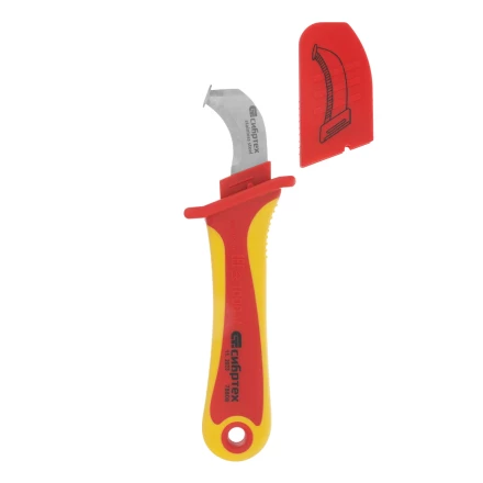 Нож диэлектрический Сибртех до 1000 В, для снятия оплетки электрокабелей 78808 купить в Нягани