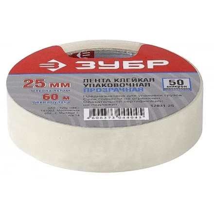 Клейкая лента ЗУБР &quot;МАСТЕР&quot;, прозрачная, 25мм х 60м 12031-25 купить в Нягани