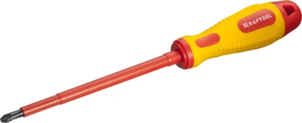 Отвертка KRAFTOOL, высоковольтная, Cr-Mo-V стержень, двухкомпонент. маслобензостойкая рукоятка, PH №3, 150мм 250084-3-150 купить в Нягани