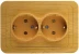 Розетка СВЕТОЗАР &quot;ГАММА&quot; с заземлением, двойная, цвет ольха, 16А/~250В SV-54107-A купить в Нягани