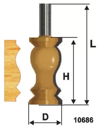 Фреза по дереву кромочная фигурная 32х57 №3 твердосплав ц/хв 12 ЭНКОР 10686 купить в Нягани