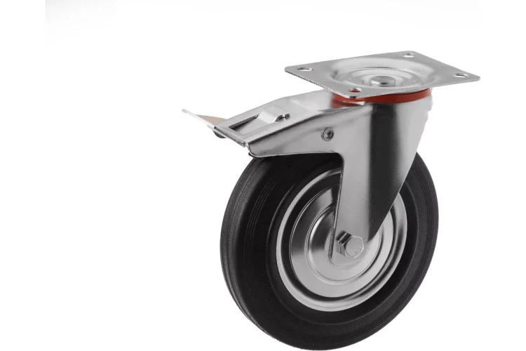 Аппаратное поворотное колесо с тормозом HITCH 200*44 резина черная SCb80 (SZ084869) купить в Нягани