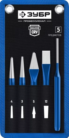 ЗУБР 5 предметов, набор шестигранных зубил и кернеров в чехле, Профессионал (21070-H5) купить в Нягани