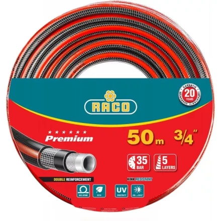 Шланг RACO &quot;PREMIUM&quot; поливочный, 40атм., армированный, 3-х слойный, 3/4&quot;х50м 40300-3/4-50 купить в Нягани