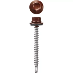 Саморезы СКМ кровельные, RAL 3005 темно-красный, 19 x 5.5 мм, 500 шт, для металлических конструкций, STAYER 30305-55-019-3005