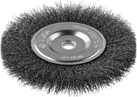 ЗУБР &quot;ПРОФЕССИОНАЛ&quot;. Щетка дисковая для точильно-шлифовального станка, витая стальная проволока 0,3мм, 150х12,7мм 35185-150_z02 купить в Нягани