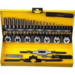 Набор метчиков и плашек STAYER "MASTER", плашки 7шт, метчики компл. 21шт, метчикодерж. 1шт, плашкодерж. 1шт, резьбомер 1шт, отвертка 1шт, 32 предмета 28014-H32