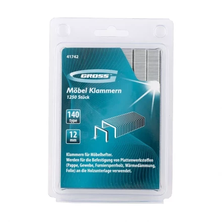 Скобы 12 мм для мебельного степлера усиленные тип 140 1250 шт GROSS 41742 купить в Нягани
