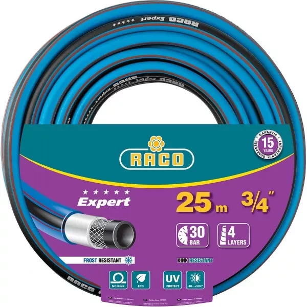 Шланг RACO EXPERT поливочный, 30атм., армированный, 4-х слойный, 3/4"x25м 40302-3/4-25_z01 купить в Нягани