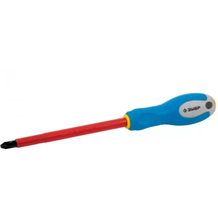 ЗУБР &quot;ПРОФИ ЭЛЕКТРИК&quot;. Отвертка Cr-V, трехкомпонент рукоятка, высоковольтная до ~1000В, PH №3, 150 мм 25262-3-150 купить в Нягани
