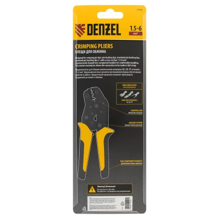 Клещи для обжима неизолированных наконечников НК и НВ, разъемов РП, 1,5 - 6 мм2 Denzel 17746 купить в Нягани